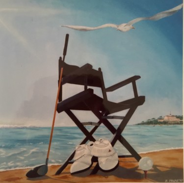 Peinture intitulée "Le repos du golfeur" par K.Provent, Œuvre d'art originale, Acrylique
