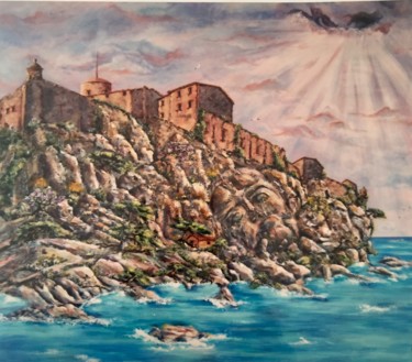 Peinture intitulée "La légende du masqu…" par K.Provent, Œuvre d'art originale, Acrylique