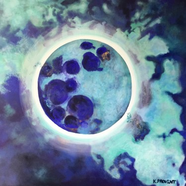 Картина под названием "Lune bleue" - K.Provent, Подлинное произведение искусства, Акрил