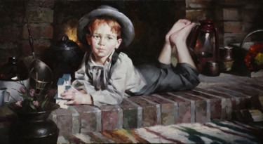 Painting titled "Present. Red boy" by Yuri Pryadko, Original Artwork, Oil