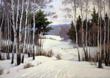 Malarstwo zatytułowany „One short winter day” autorstwa Yuri Pryadko, Oryginalna praca, Olej