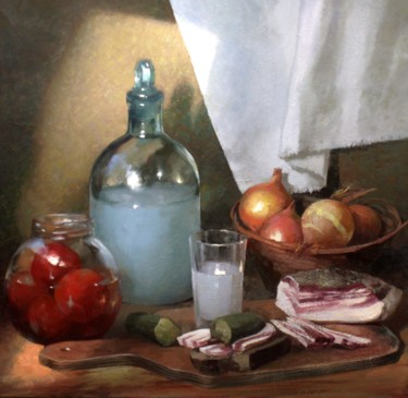 Pintura intitulada "Still life with moo…" por Yuri Pryadko, Obras de arte originais, Óleo