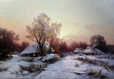 Malerei mit dem Titel "Winter morning in t…" von Yuri Pryadko, Original-Kunstwerk, Öl