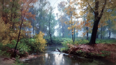 Pintura intitulada "Autumn Morning in t…" por Yuri Pryadko, Obras de arte originais, Óleo