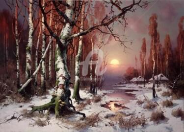 Ζωγραφική με τίτλο "Winter Night" από Yuri Pryadko, Αυθεντικά έργα τέχνης, Λάδι