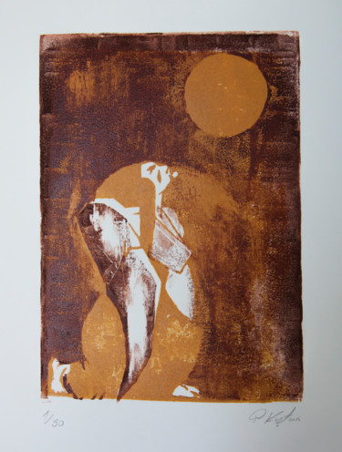 Отпечатки и Гравюры под названием "The Sun" - Przemek Kret, Подлинное произведение искусства, ксилография