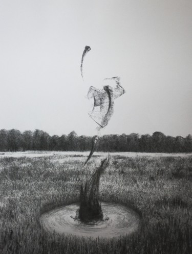 Drawing titled "There is a field" by Przemek Kret, Original Artwork, Charcoal