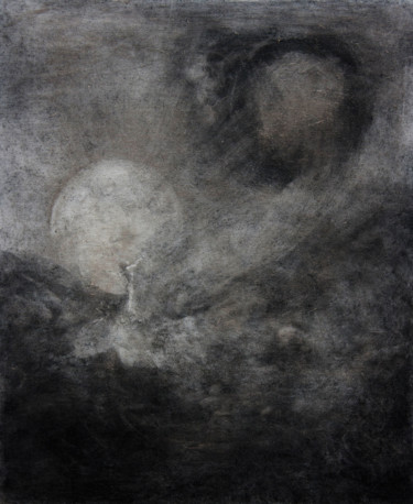 Drawing titled "The Other Moon" by Przemek Kret, Original Artwork, Charcoal