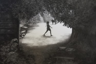 Drawing titled "Stride" by Przemek Kret, Original Artwork, Charcoal