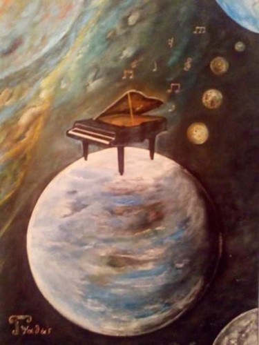 Painting titled "Μελωδίες του σύμπαν…" by Giorgos Psathas, Original Artwork, Acrylic