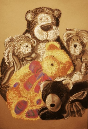 Drawing titled "Bears-704x1024.jpg" by Gwyn Akers, Original Artwork, Chalk