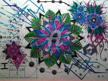 Drawing titled "3eme Vie" by Pkf Créations, Original Artwork, Marker