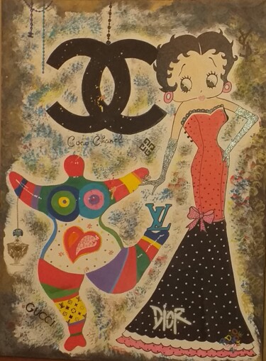 Painting titled "Betty luxe" by Pszart, Original Artwork, Acrylic Mounted on Wood Stretcher frame