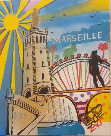 Malerei mit dem Titel "Summer in Marseille" von Pszart, Original-Kunstwerk, Acryl