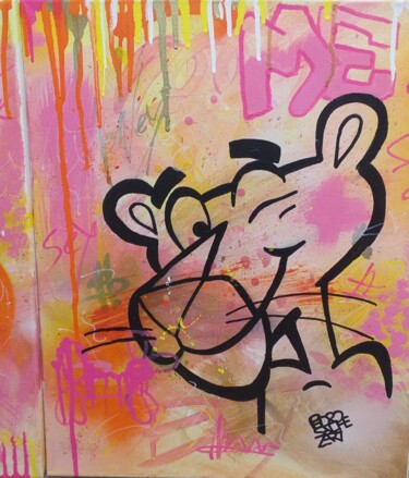 Painting titled "Love Pink panther" by Pszart, Original Artwork, Acrylic