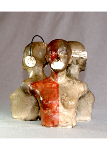 Sculpture titled "SEE NO EVIL, HEAR N…" by Puchi, Original Artwork