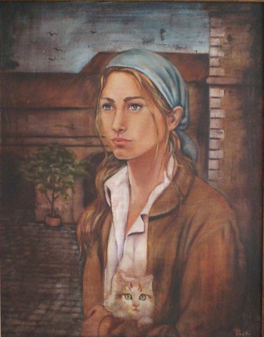 Painting titled "YOUNG WOMAN" by Puchi, Original Artwork