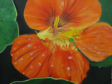 Painting titled "RED FLOWER" by Puchi, Original Artwork