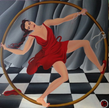 Painting titled "circling Eloise" by Bel Kais, Original Artwork, Acrylic Mounted on Wood Stretcher frame
