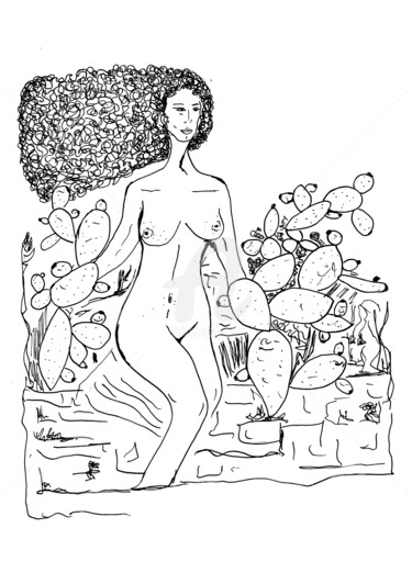 Disegno intitolato "laveneretralespine.…" da Maria Sportelli, Opera d'arte originale, Pennarello