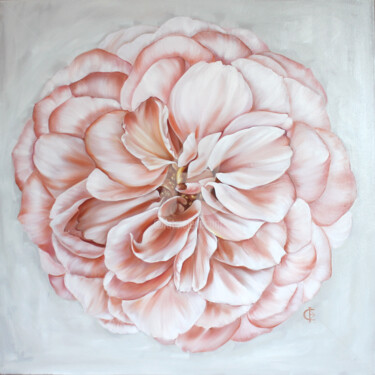 Картина под названием "Пионовидная роза. И…" - Евгения Филиппова, Подлинное произведение искусства, Масло Установлен на Дере…