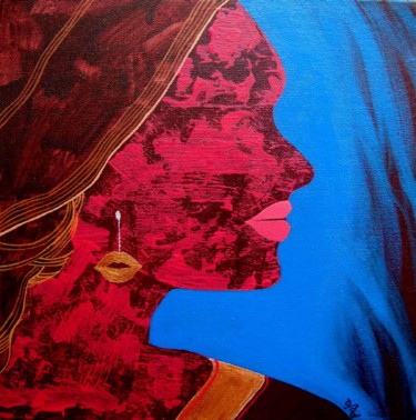 Painting titled "Face - 6" by Puja Sarkar, Original Artwork, Acrylic