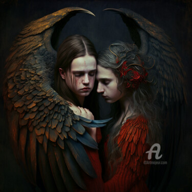 Painting titled "The Angels of Agnes" by Pulchra Family, Original Artwork, Digital Painting