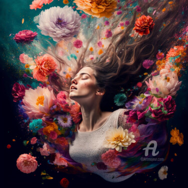 "Rain of Flowers" başlıklı Tablo Pulchra Family tarafından, Orijinal sanat, Dijital Resim