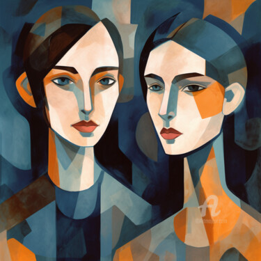 Painting titled "Faces of Martina" by Pulchra Family, Original Artwork, Digital Painting