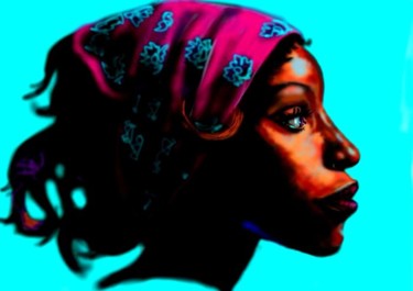 Schilderij getiteld "popart-african-woman" door Pulch Ritudo, Origineel Kunstwerk