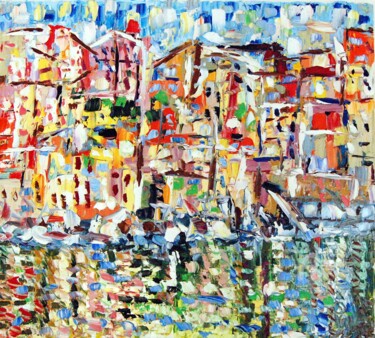 Painting titled "waterfront" by Puliafico, Original Artwork, Oil