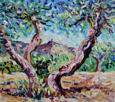 Painting titled "La coppia di ulivi" by Puliafico, Original Artwork, Oil