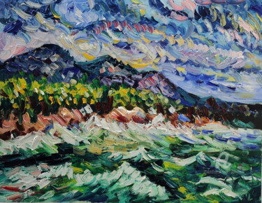 Pittura intitolato "Mare smeraldo" da Puliafico, Opera d'arte originale, Olio