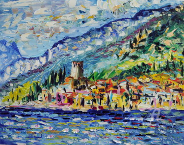Painting titled "malcesine" by Puliafico, Original Artwork, Oil