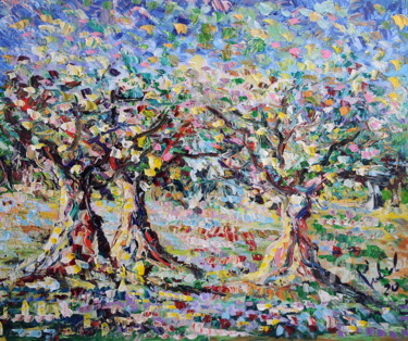 Pittura intitolato "tre ulivi" da Puliafico, Opera d'arte originale, Acrilico