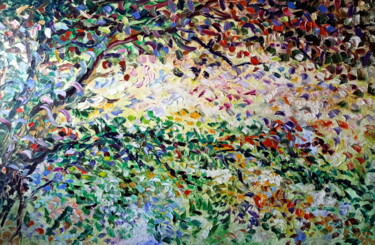 Pittura intitolato "Respiro tra i rami" da Puliafico, Opera d'arte originale, Olio