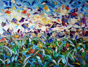 Картина под названием "Rugiada con iris" - Puliafico, Подлинное произведение искусства, Масло