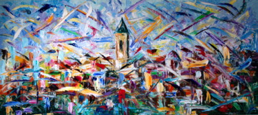 Pittura intitolato "Borgo Colorato" da Puliafico, Opera d'arte originale, Olio