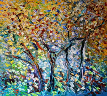 Pittura intitolato "Celo e Foglie" da Puliafico, Opera d'arte originale, Olio