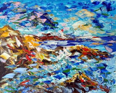 Painting titled "rocce e onde" by Puliafico, Original Artwork, Acrylic