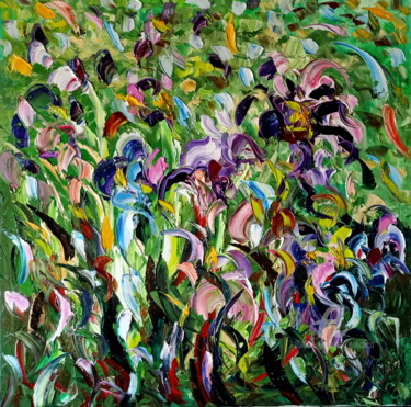 Painting titled "Campo con iris" by Puliafico, Original Artwork, Oil