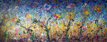 Painting titled "Fiori Dripping" by Puliafico, Original Artwork, Enamel