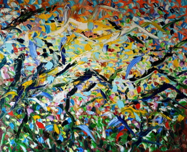 Pittura intitolato "colline di luce" da Puliafico, Opera d'arte originale, Olio