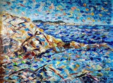 Pittura intitolato "la mer" da Puliafico, Opera d'arte originale, Olio