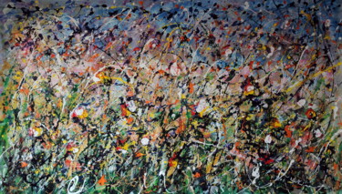 Painting titled "Orizzonte Fiorito" by Puliafico, Original Artwork, Enamel