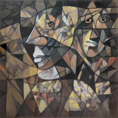 Painting titled "face..." by Pulkesh Mandal, Original Artwork, Acrylic