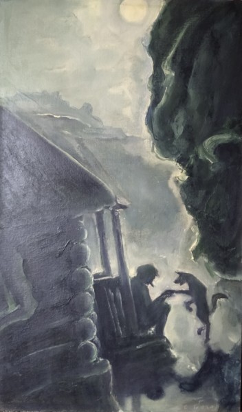 Картина под названием "Ночь.." - Сергей Боголюбов, Подлинное произведение искусства, Масло