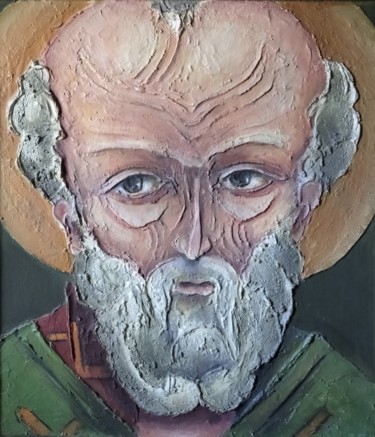 Peinture intitulée "Св. Николай Чудотво…" par Sergei Bogoliubov, Œuvre d'art originale, Acrylique