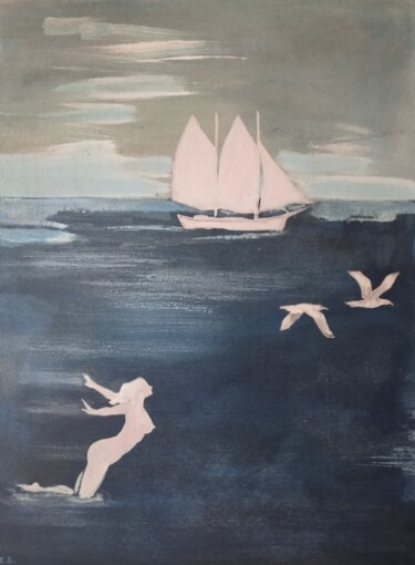 Картина под названием "Мечты о море.." - Сергей Боголюбов, Подлинное произведение искусства, Акрил