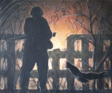 Картина под названием ""Война"" - Сергей Боголюбов, Подлинное произведение искусства, Акрил